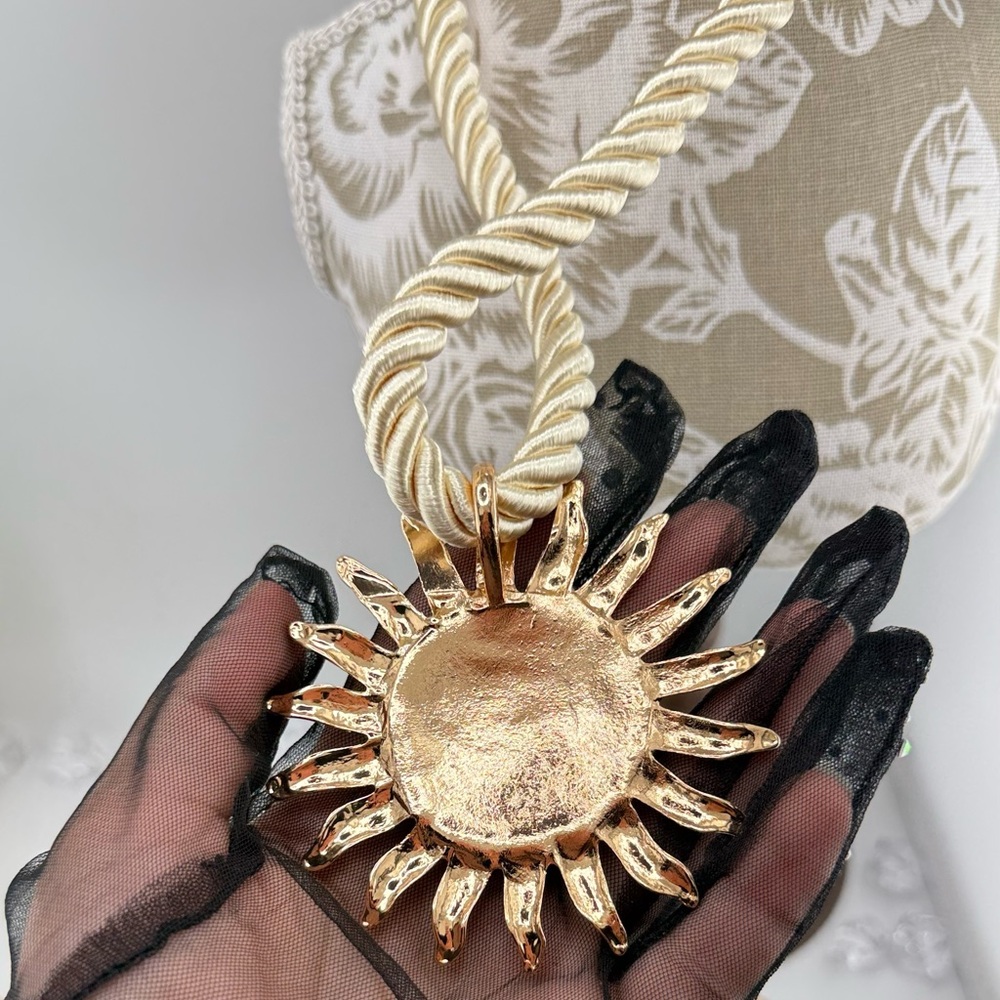 Statement Sun Pendant Necklace | Bold Boho Style | Twisted Rope Chain - Picture 6 of 10